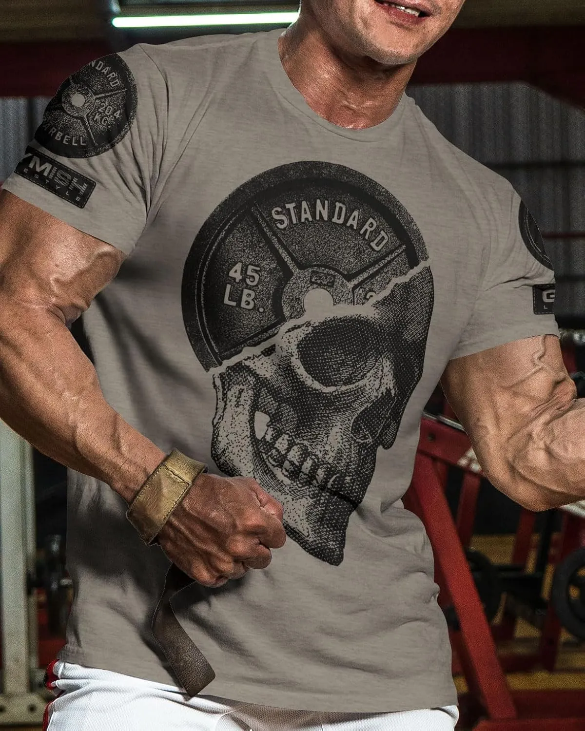 D R DETROIT REBELS Skull Plate Printed Shirts Men's Hardcore Gym Workout T-Shirt
