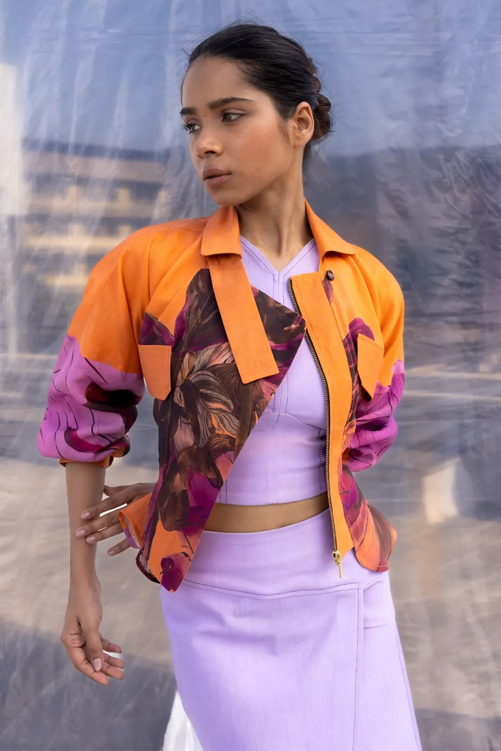 Dahlia Silk Biker Jacket