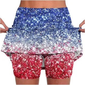 DDAPJ pyju 4th of July Tennis Skirt for Women High Waisted Athletic Skorts Running Workout Patriotic Skirts Skirted Shorts