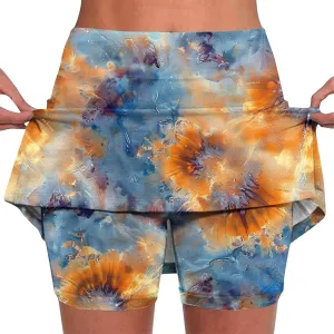 DDAPJ pyju Athletic Skorts for Women High Waist Golf Skorts Plus Size Summer Trendy Floral Printed Tennis Skirt with Shorts