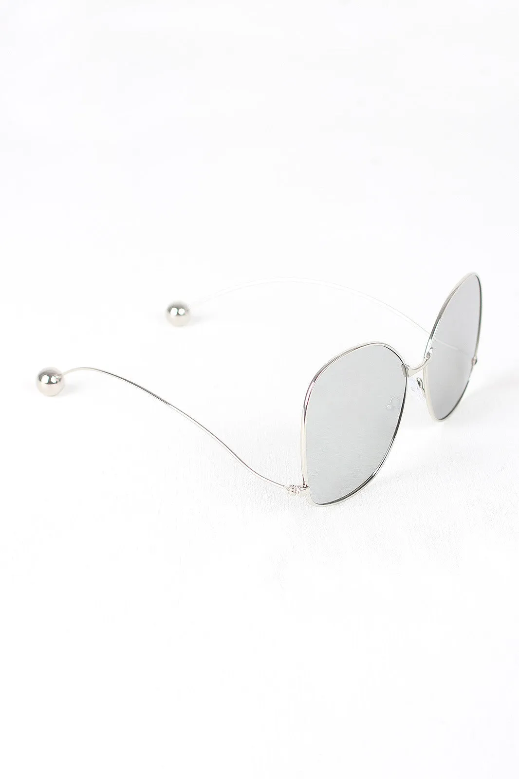 Delicate Arms Ball Accent Mirrored Sunglasses