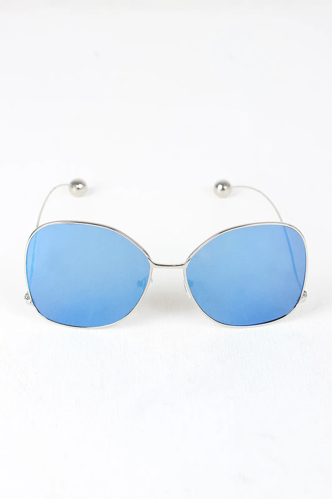 Delicate Arms Ball Accent Mirrored Sunglasses