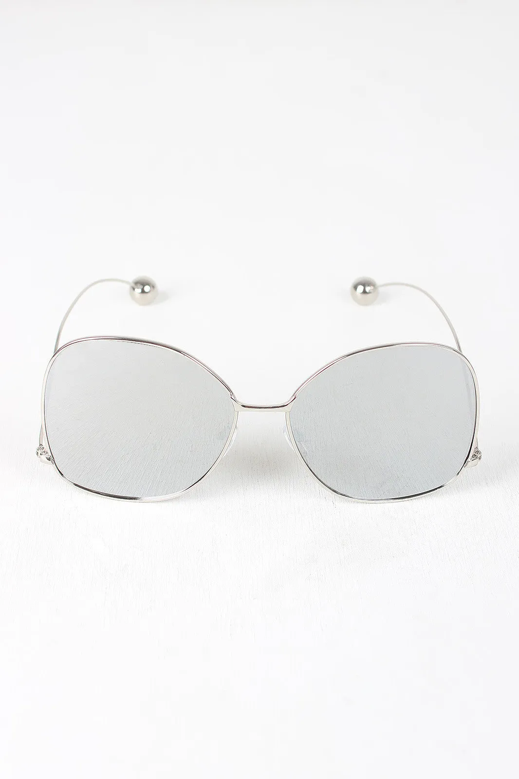 Delicate Arms Ball Accent Mirrored Sunglasses