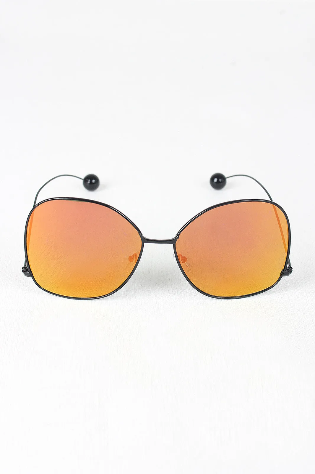 Delicate Arms Ball Accent Mirrored Sunglasses