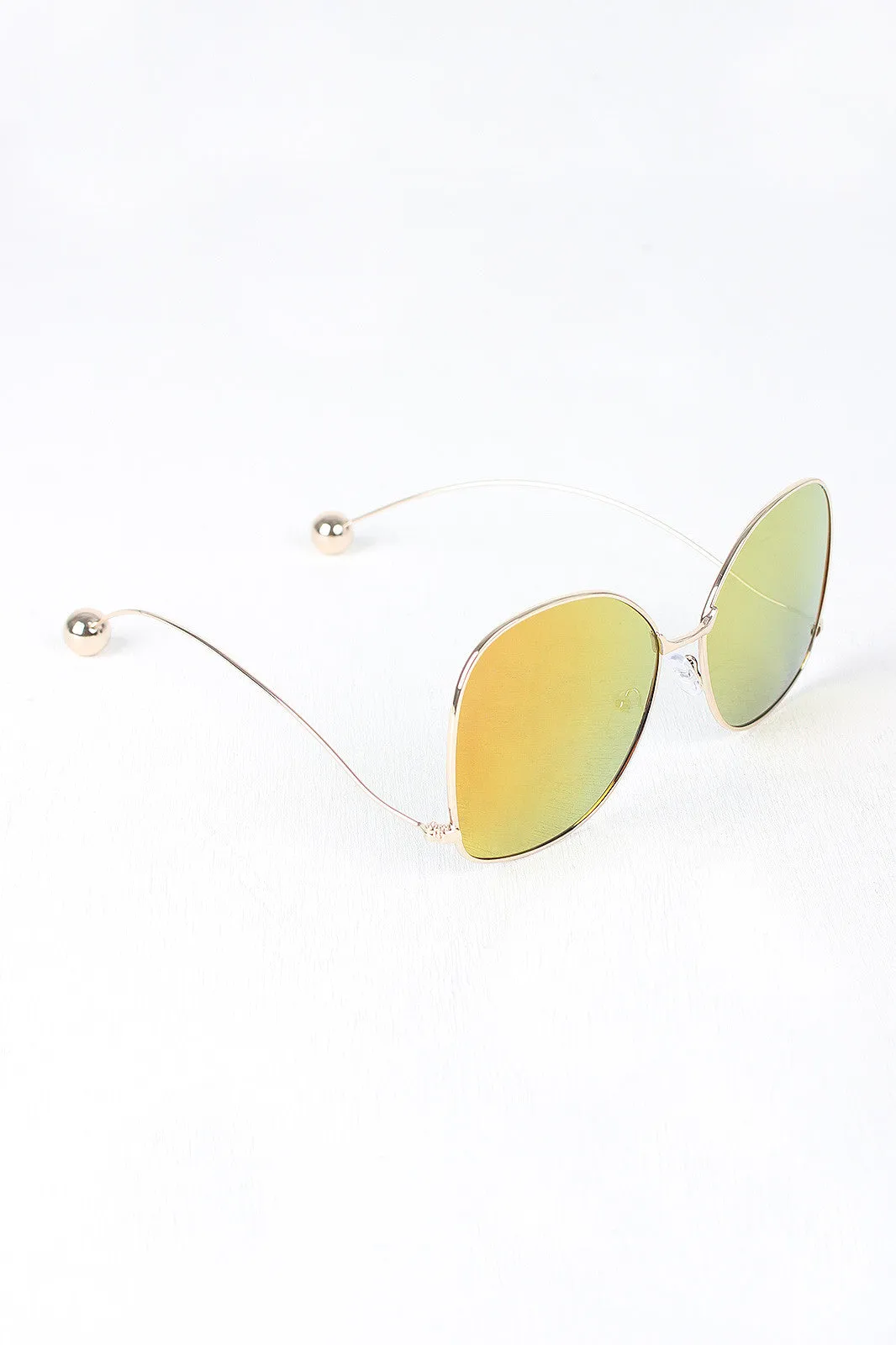 Delicate Arms Ball Accent Mirrored Sunglasses