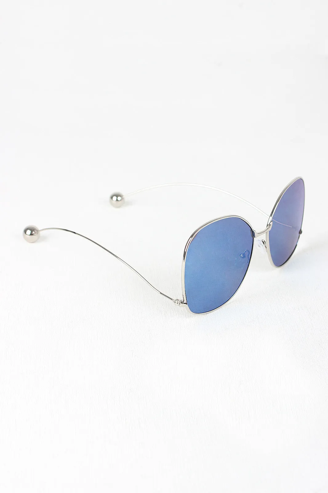 Delicate Arms Ball Accent Mirrored Sunglasses