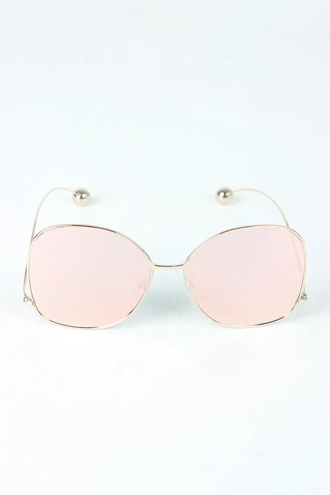 Delicate Arms Ball Accent Mirrored Sunglasses