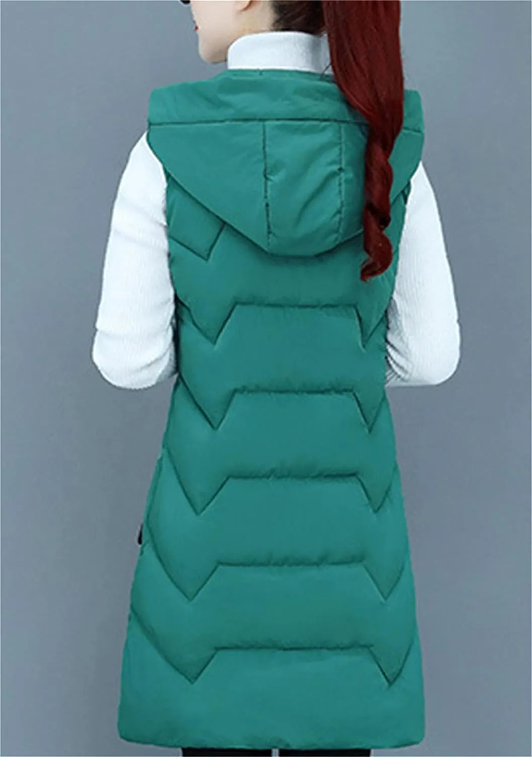 DIACACY Women's Fashion Down Vest Long Section Slim Vest Solid Color Zip Sleeveless Waist coats