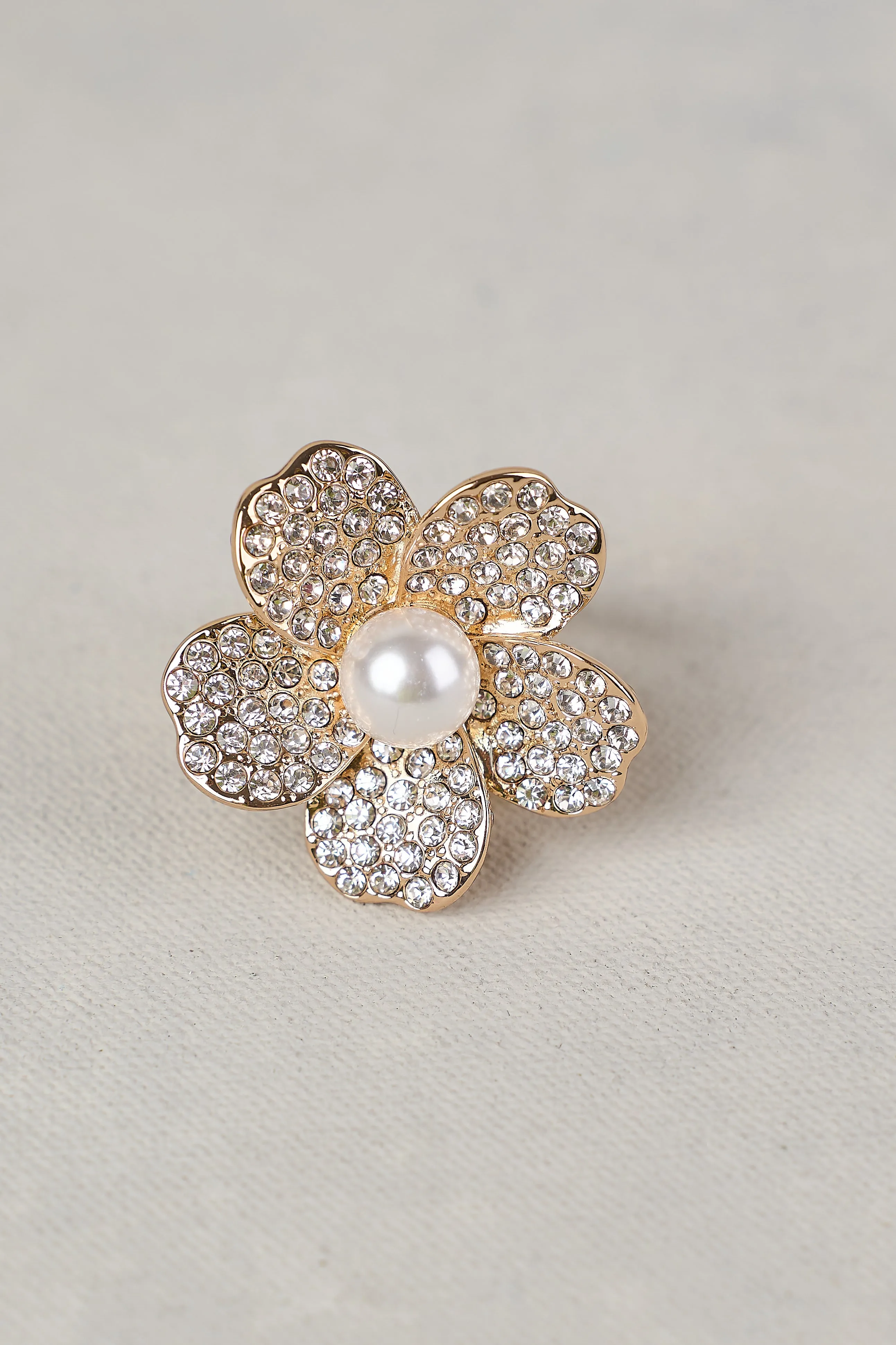 Diamante Floral Scarf Ring - White