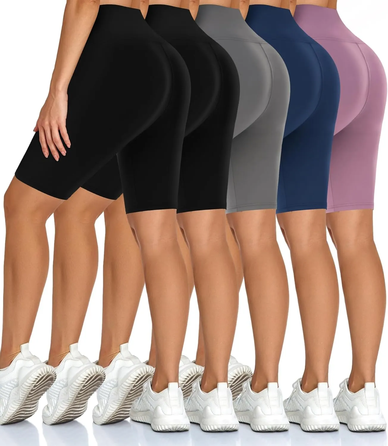 Diu Life 5 Pack High Waist Biker Shorts for Women - Buttery Soft 8" Womens Shorts for Workout, Yoga, Athletic