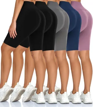 Diu Life 5 Pack High Waist Biker Shorts for Women - Buttery Soft 8" Womens Shorts for Workout, Yoga, Athletic