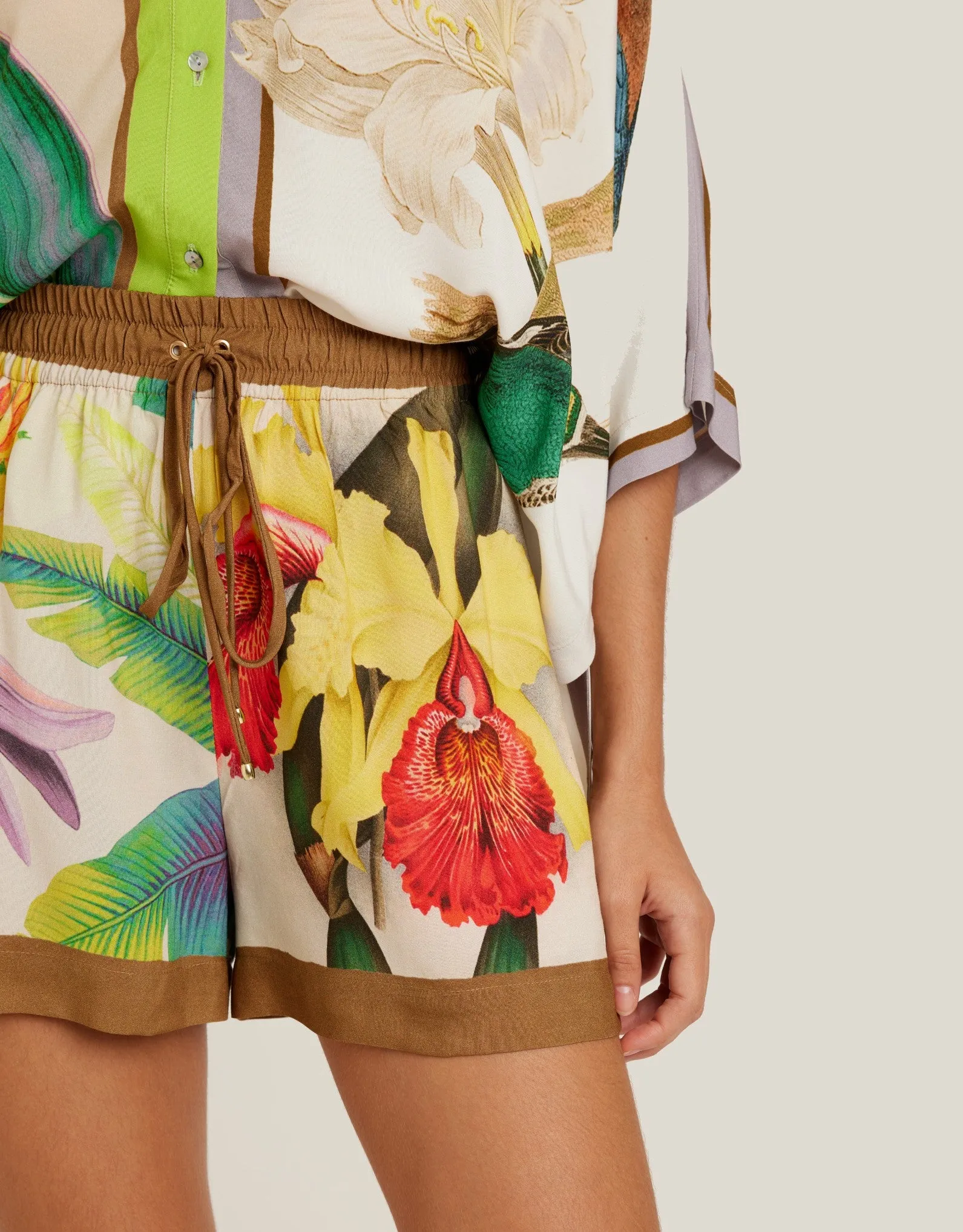 Drawstring Floral Short, Carres