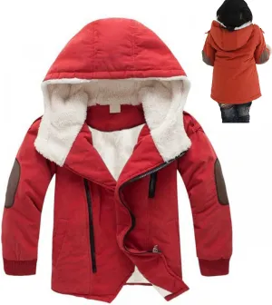 EISHOW Kids Boys Winter Fleece Down Jackets,1-10Y Children Warm Cotton-Padded Parka Jacket Thick Hooded Coat Zipper Outwear