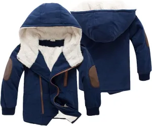 EISHOW Kids Boys Winter Fleece Down Jackets,1-10Y Children Warm Cotton-Padded Parka Jacket Thick Hooded Coat Zipper Outwear