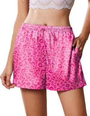 Ekouaer Womens Silk Satin Pajama Short Casual Sleep Shorts Summer Lounge Sleep Pj Short with Pockets Soft Lounge Shorts