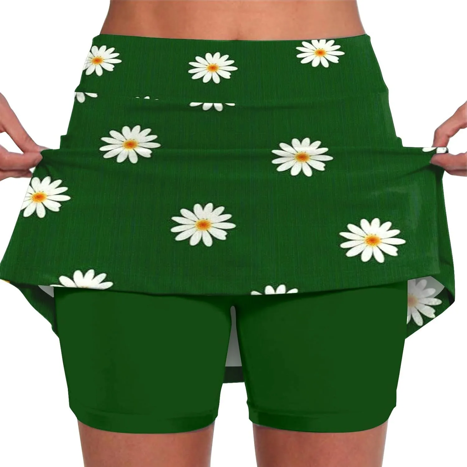 Elastic Yoga Culottes for Women Solid Color Athletic Shorts Lightweight High Waist Skinny Floral Print Joggers 2024