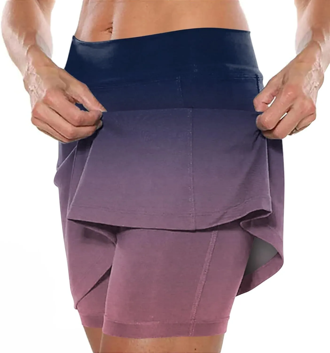 Elastic Yoga Skirt for Women Waist Culottes Short Skirts Skinny Pants Inner Shorts for Running Tummy Control High