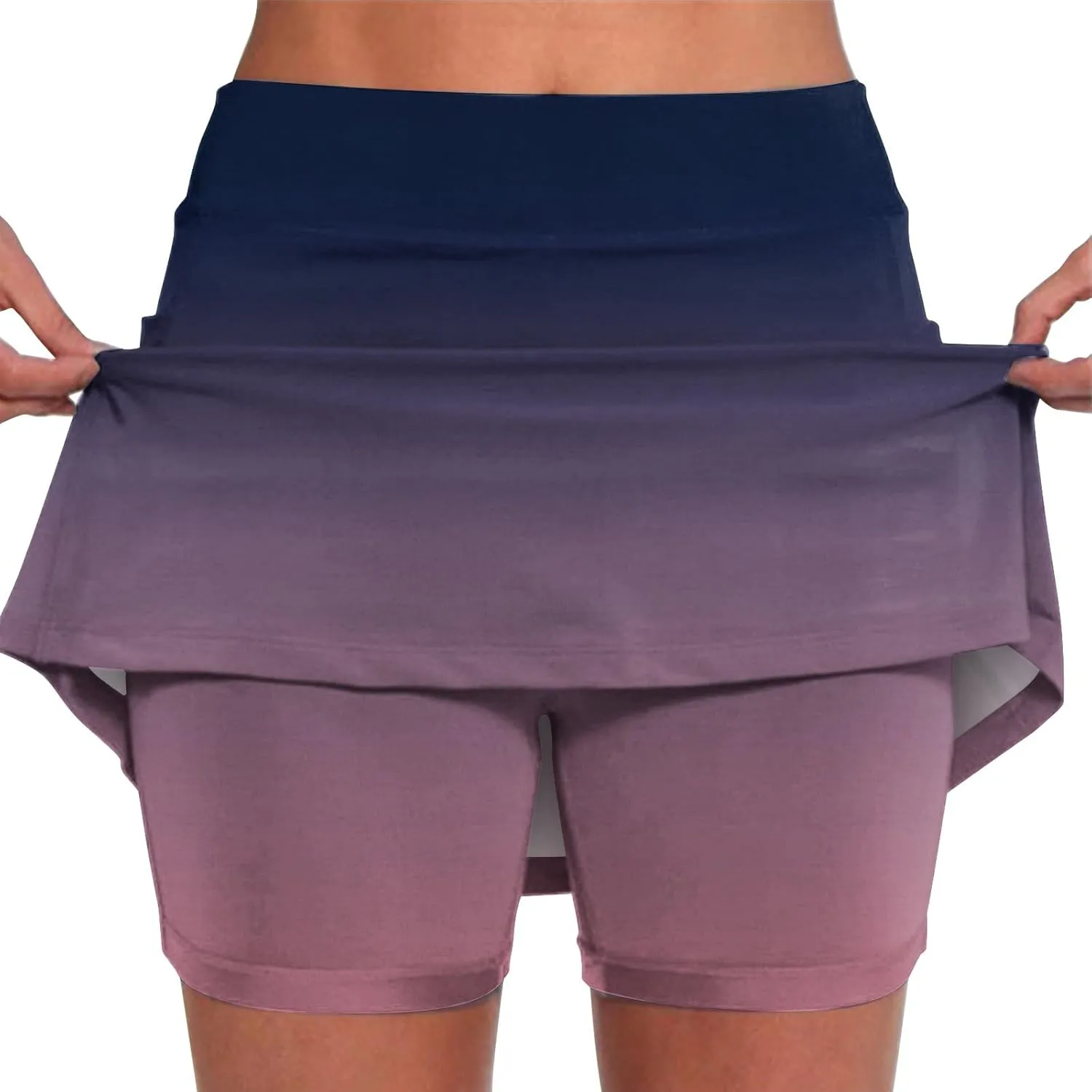 Elastic Yoga Skirt for Women Waist Culottes Short Skirts Skinny Pants Inner Shorts for Running Tummy Control High