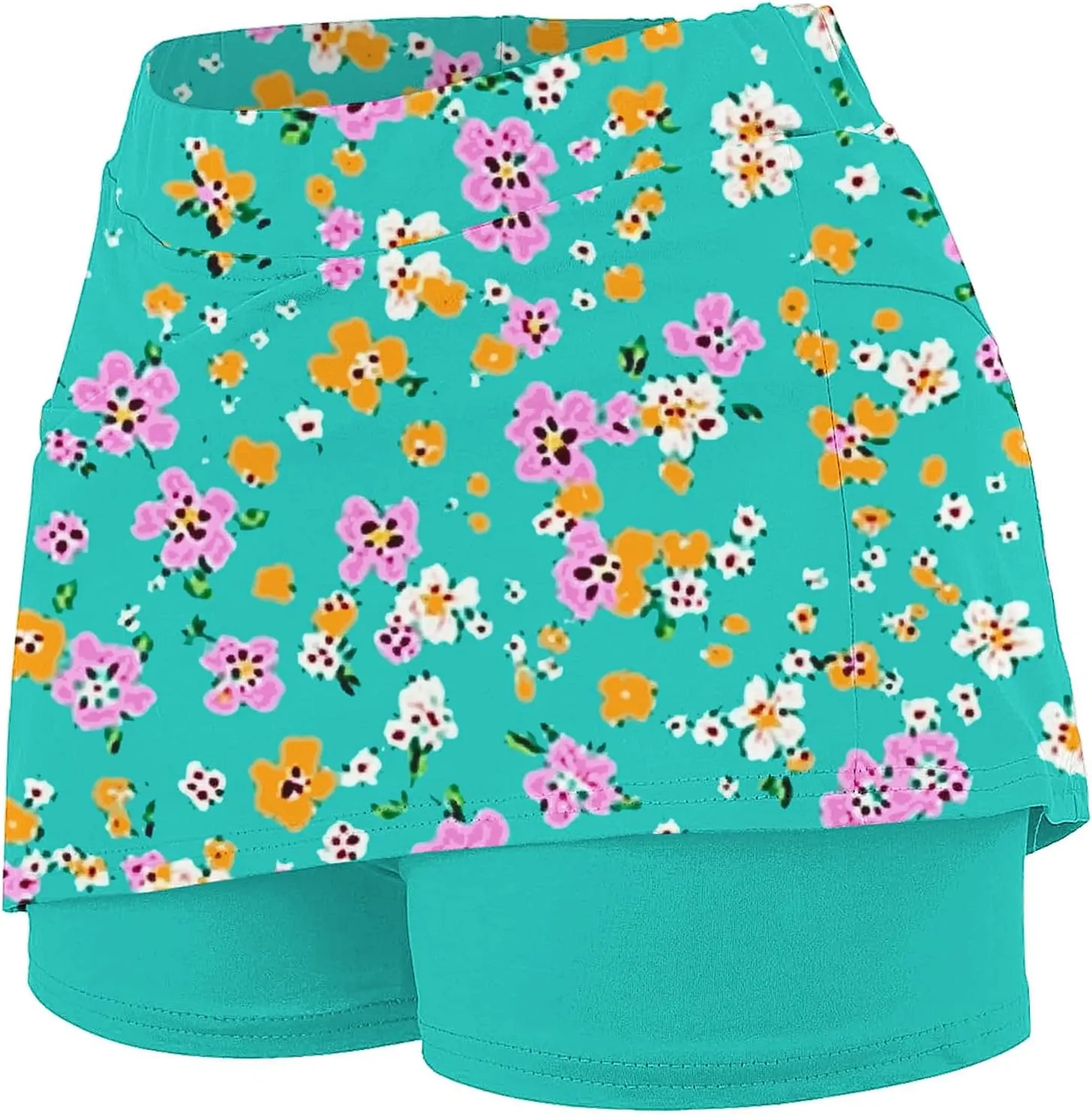 Elastic Yoga Skorts for Women Tummy Control High Waisted Athletic Tennis Golf Culottes with Pockets Plus Size Shorts