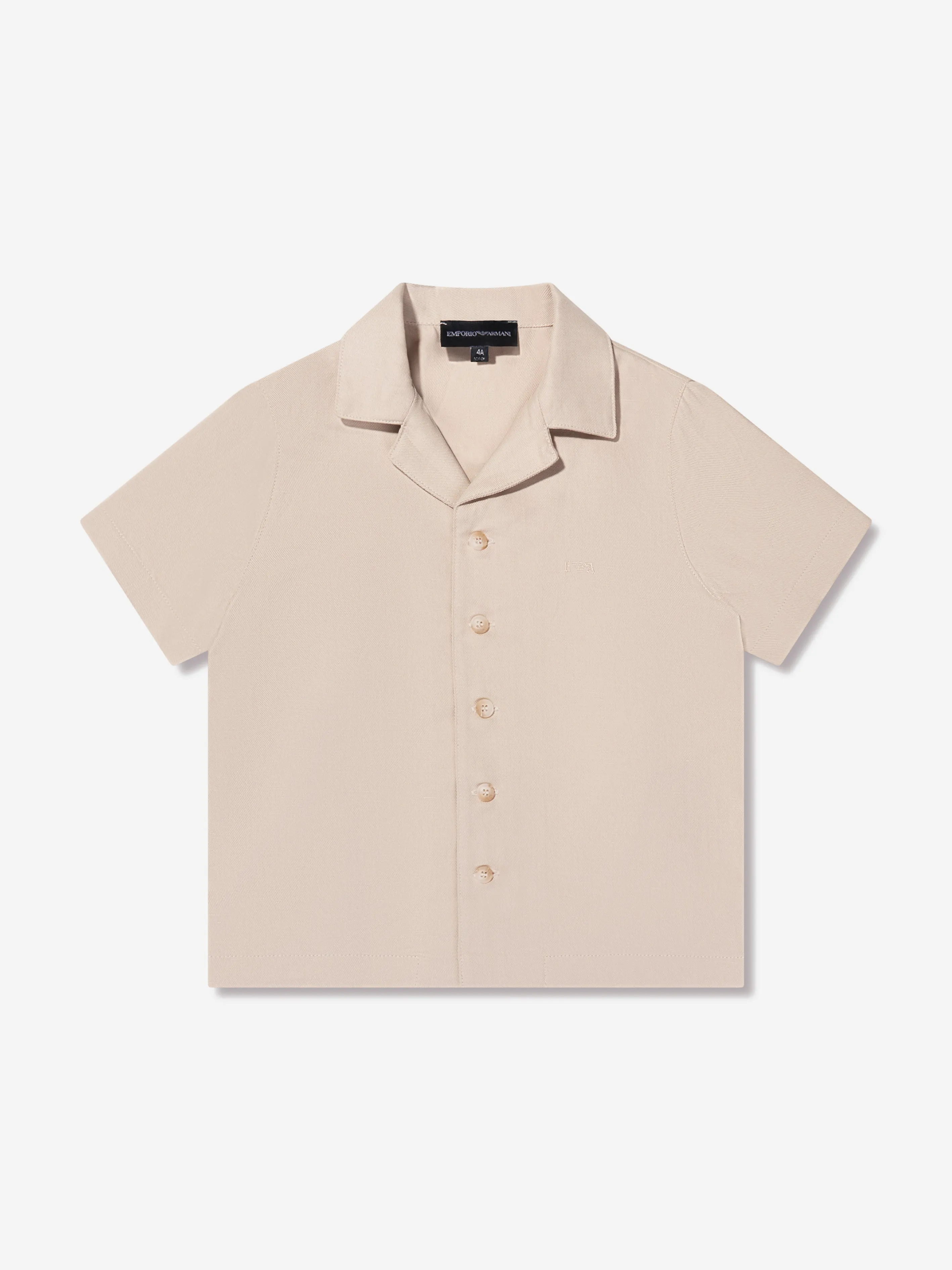Emporio Armani Boys Linen Shirt And Shorts Set In Beige