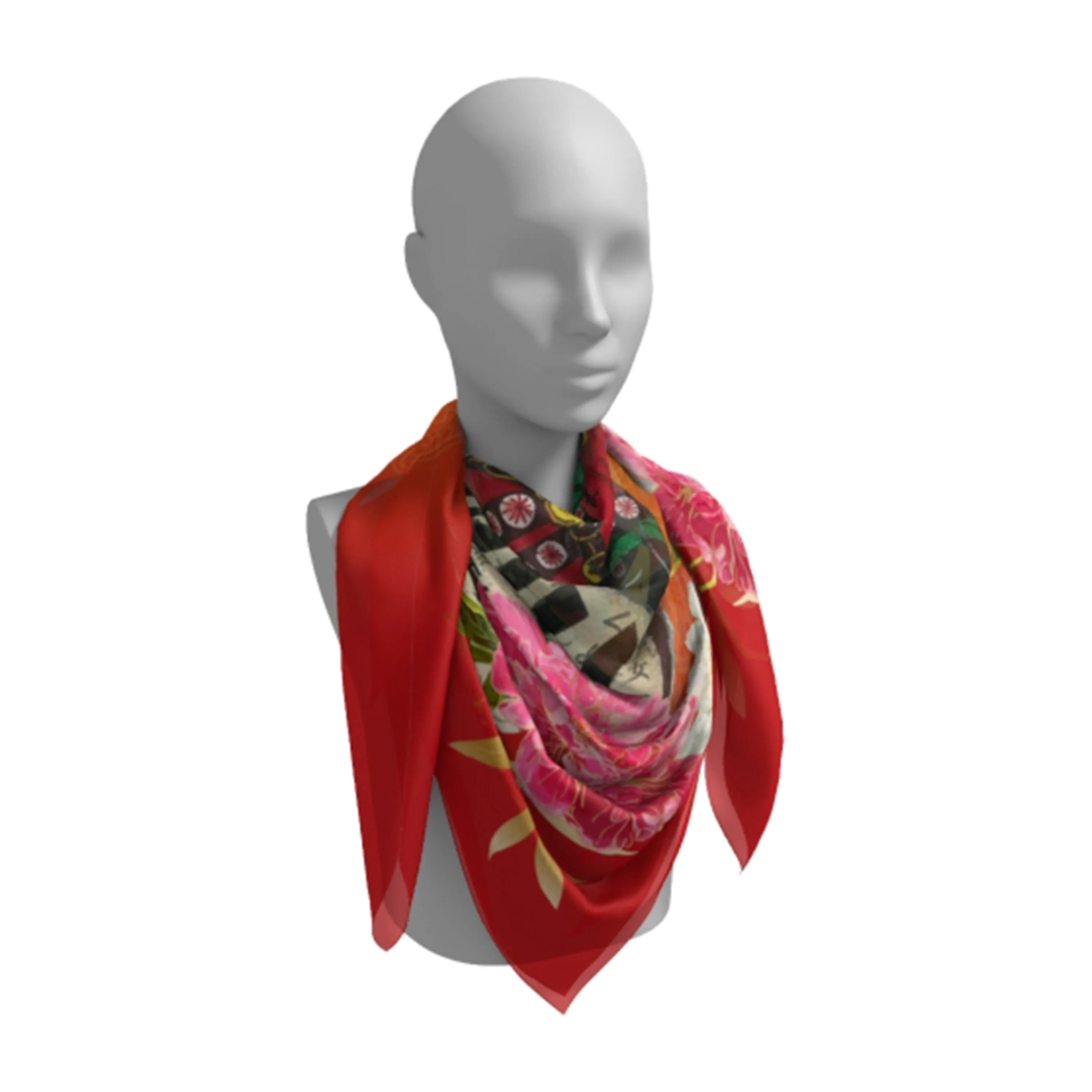 Empress Wu Floral Floral Silk Square Scarf