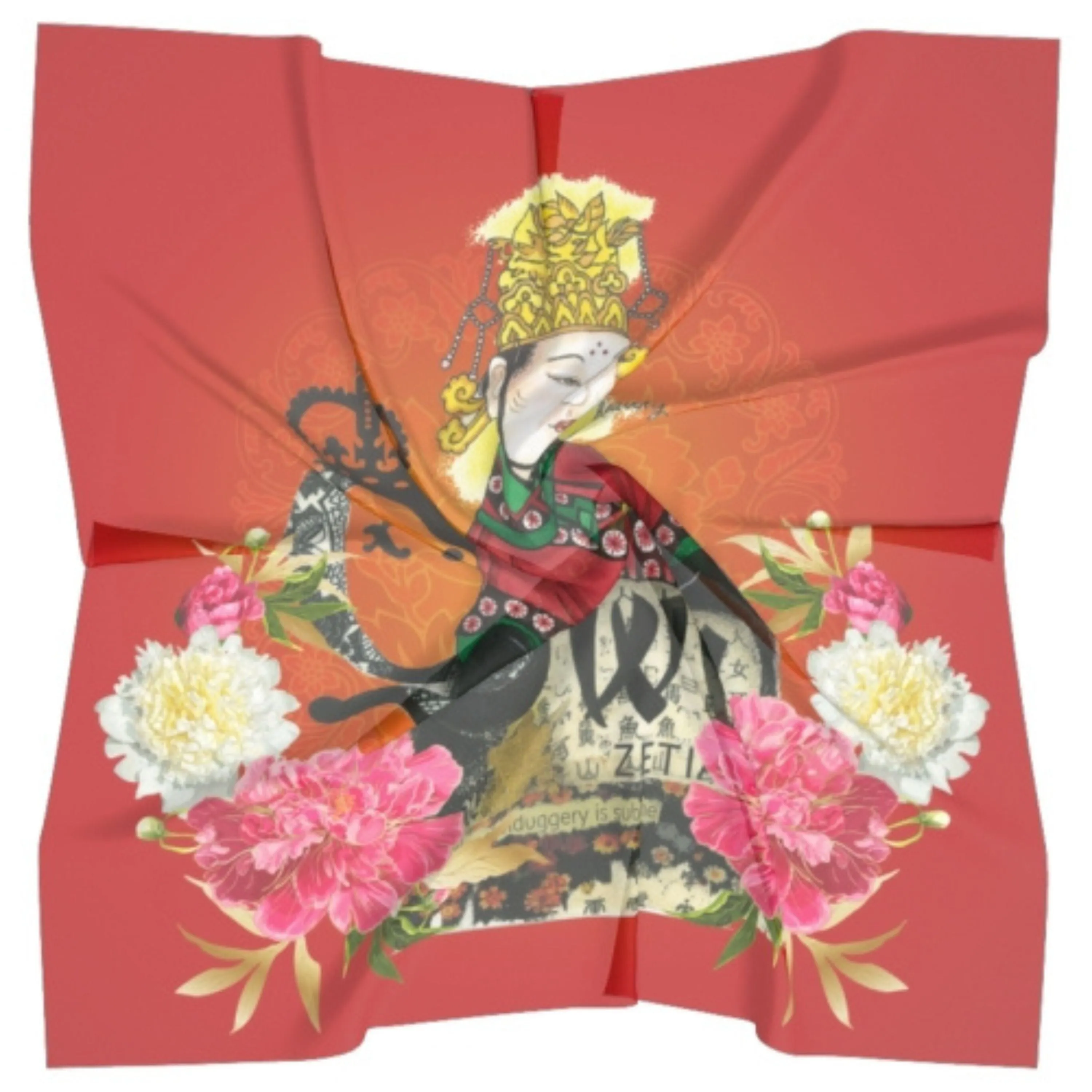 Empress Wu Floral Floral Silk Square Scarf