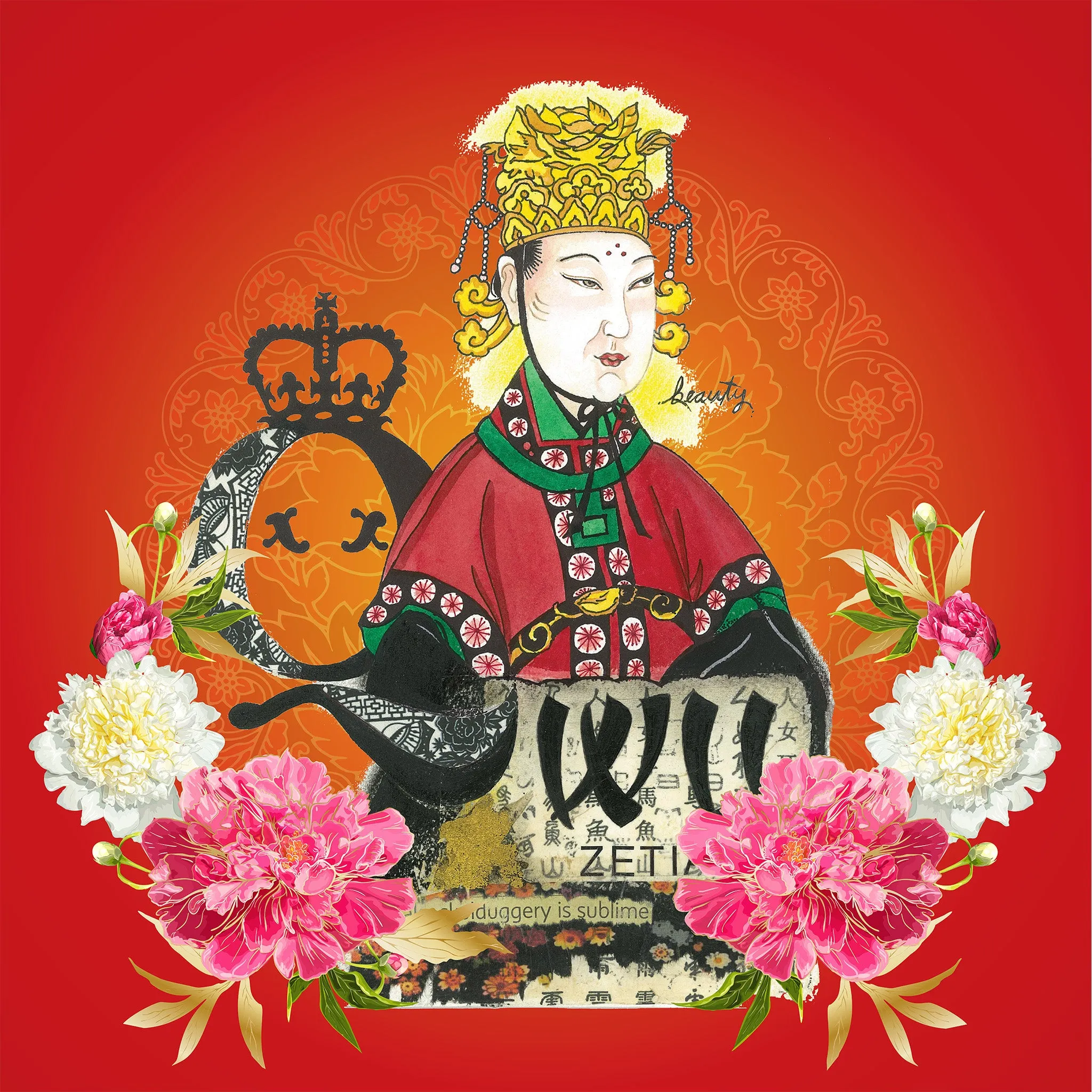 Empress Wu Floral Floral Silk Square Scarf