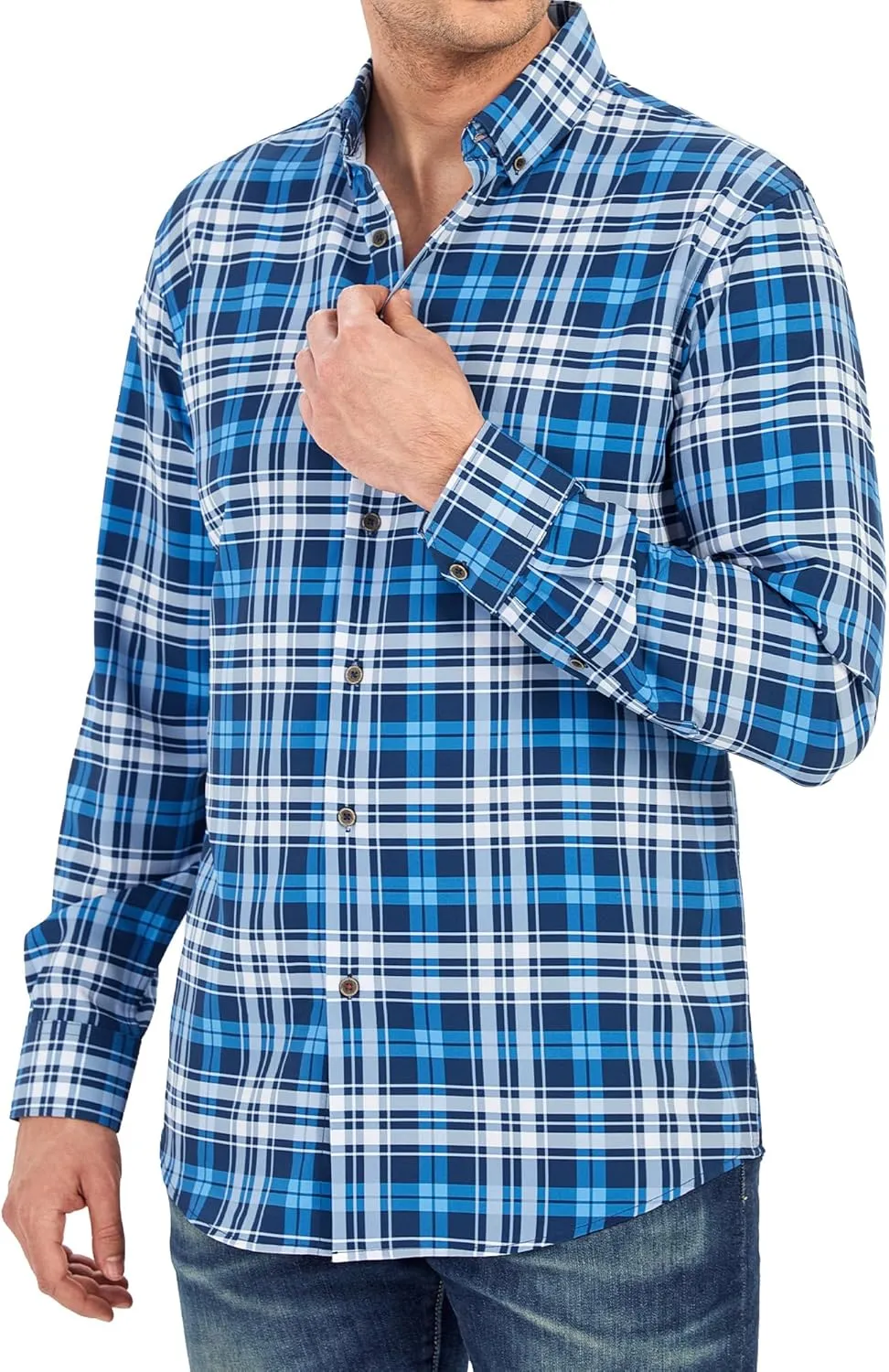 Esabel.C Mens Dress Shirts Wrinkle Free Button Down Shirts Long Sleeve Regular Fit Print Business Shirt
