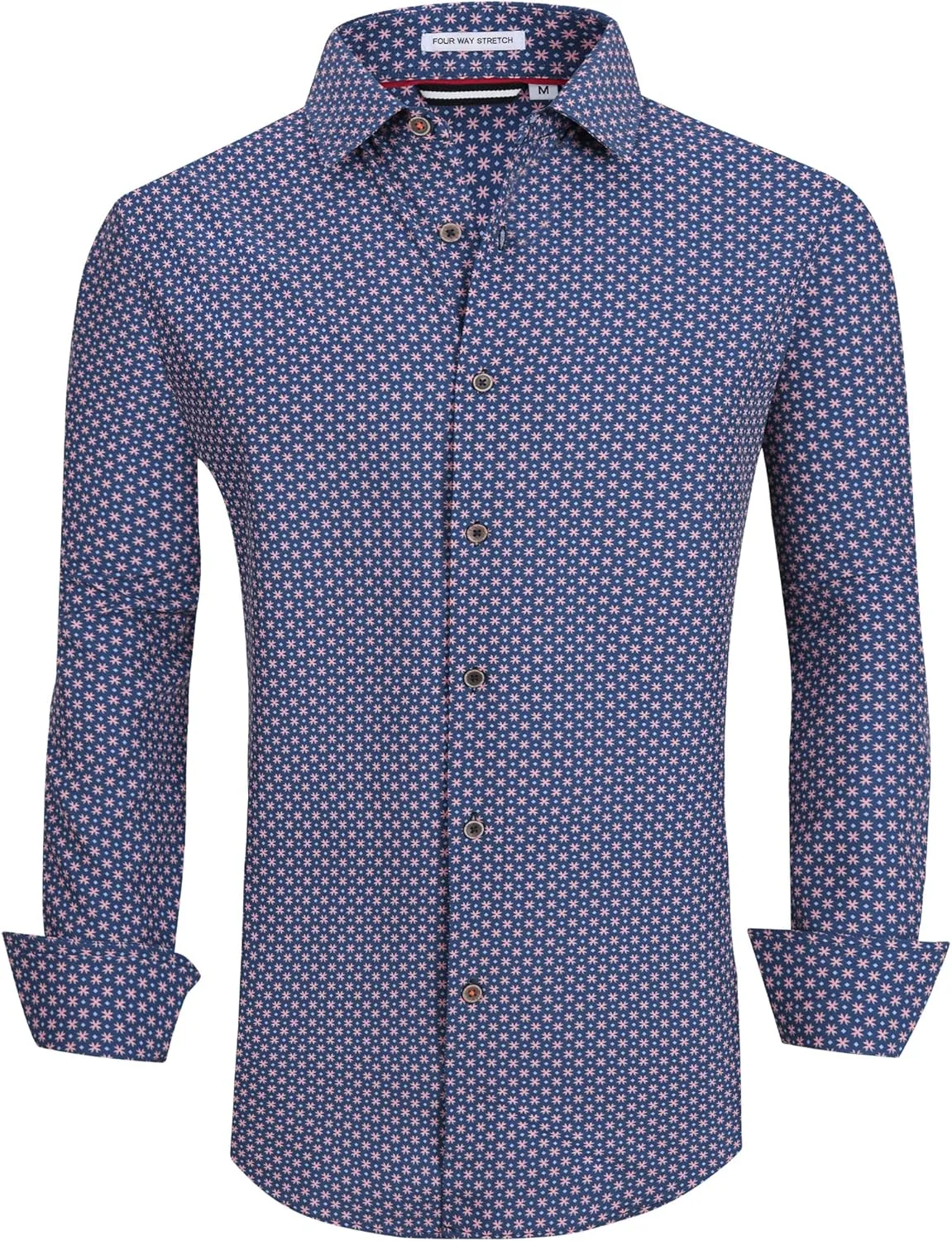 Esabel.C Mens Dress Shirts Wrinkle Free Button Down Shirts Long Sleeve Regular Fit Print Business Shirt
