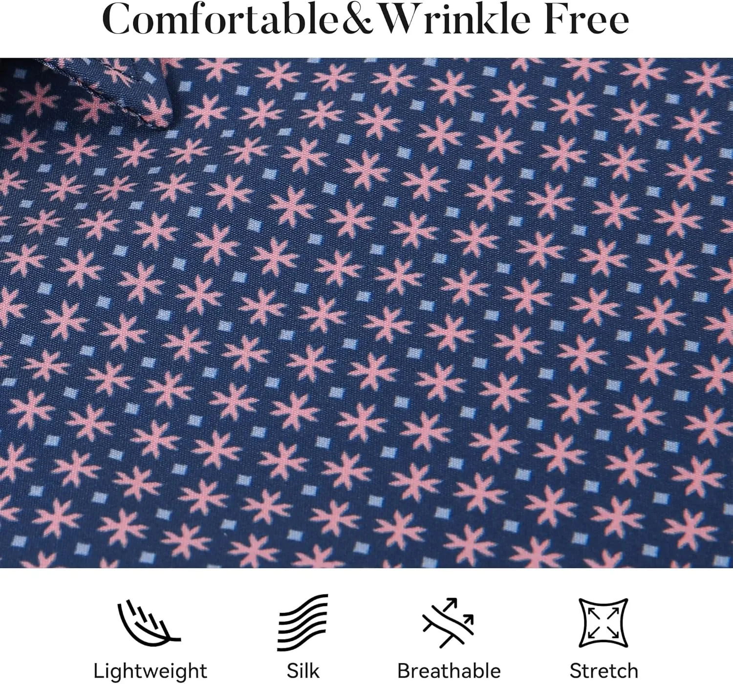 Esabel.C Mens Dress Shirts Wrinkle Free Button Down Shirts Long Sleeve Regular Fit Print Business Shirt