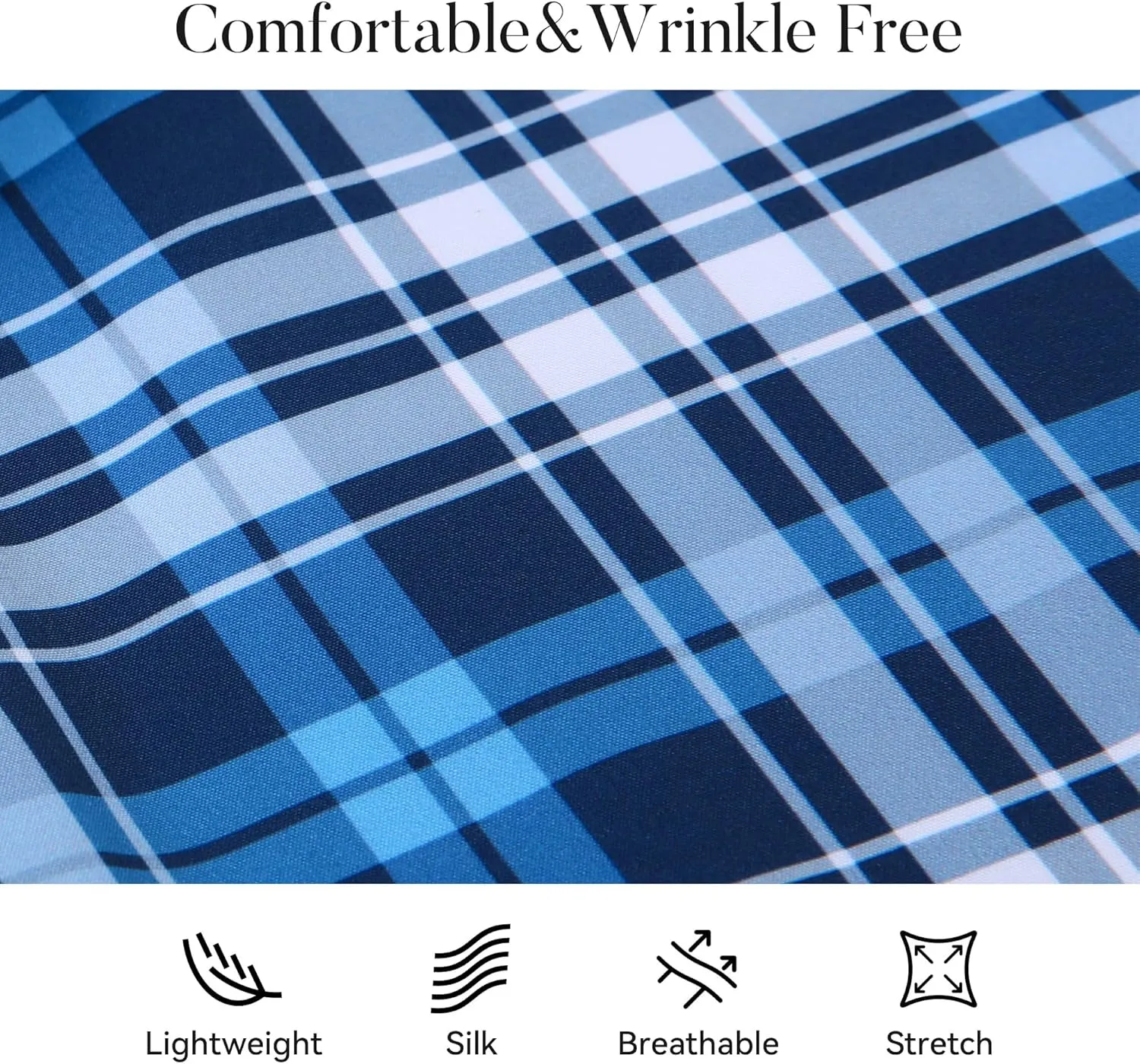 Esabel.C Mens Dress Shirts Wrinkle Free Button Down Shirts Long Sleeve Regular Fit Print Business Shirt