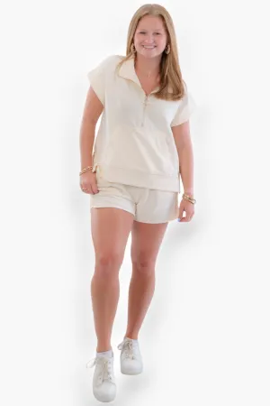 Estelle Cream Ribbed Shorts
