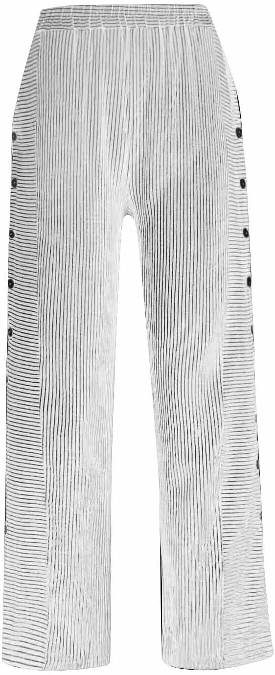 fanmpghleoo Striped Linen Pants Women Summer Elastic High Waisted Wide Leg Pinstripe Pants Casual Plus Size Beach Gauze Pants