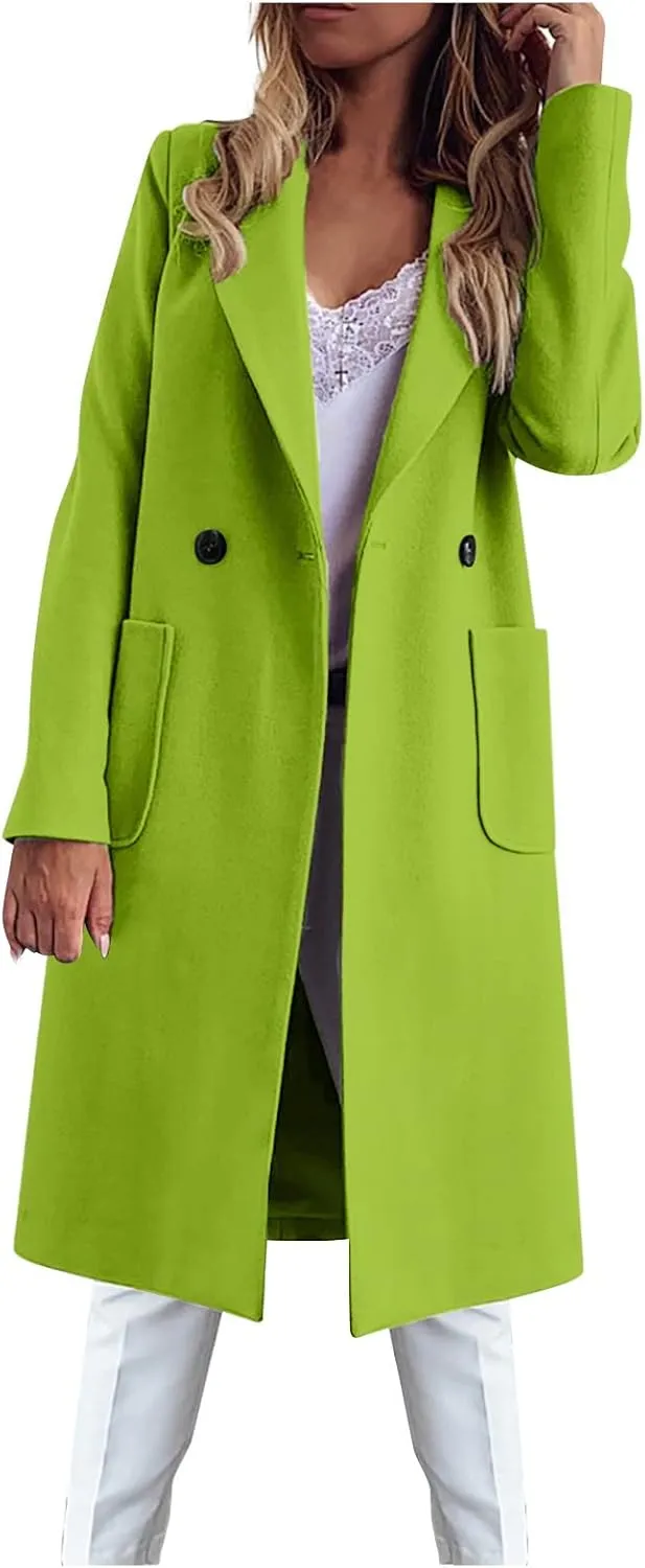 Febecool Coats For Women Lapel Collar Jacket Bomber Jacket Warm Coat Blazer Jackets Sweater Coat Button Slim Jacket