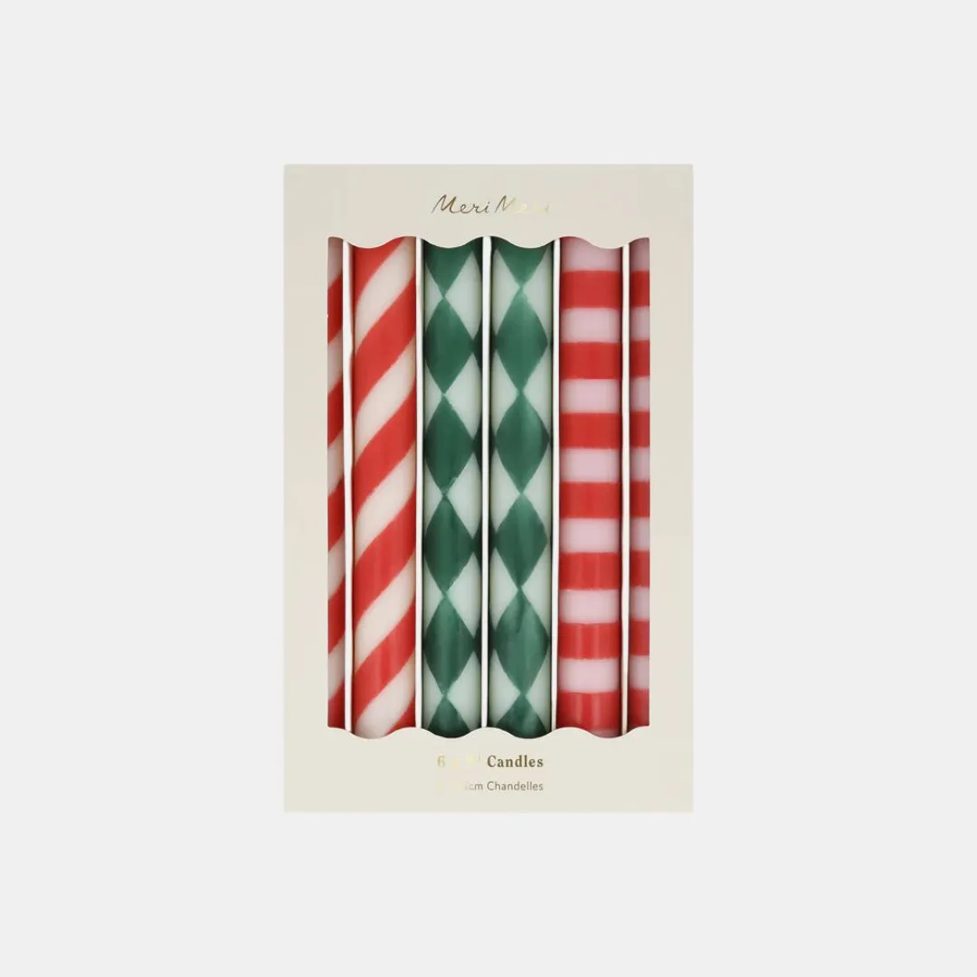 Festive Stripe Table Candles