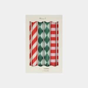 Festive Stripe Table Candles