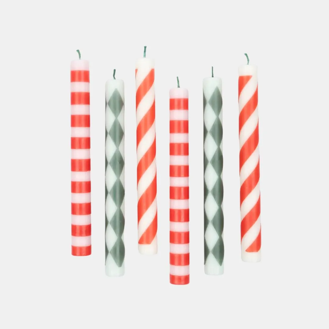 Festive Stripe Table Candles