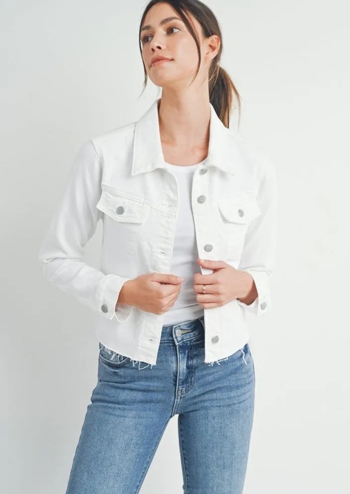 fitted denim jacket with fray s232