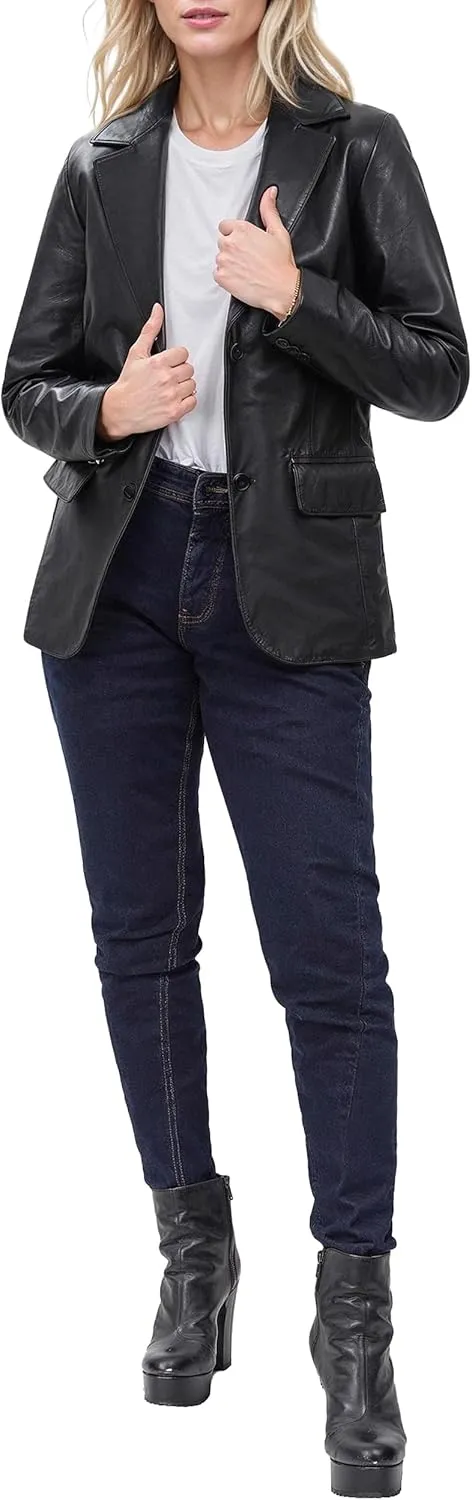 fjackets Leather Blazers For Women - Blazers For Women Business Casual - Real Lambskin Blazer Jackets For Women's