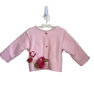 Fleece Snap Button Jacket / Large Flowers