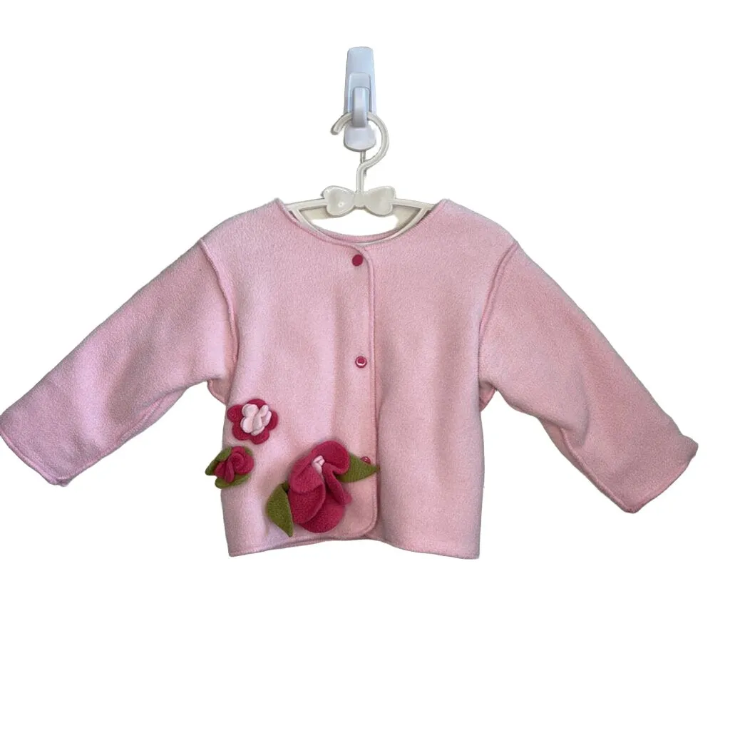 Fleece Snap Button Jacket / Large Flowers
