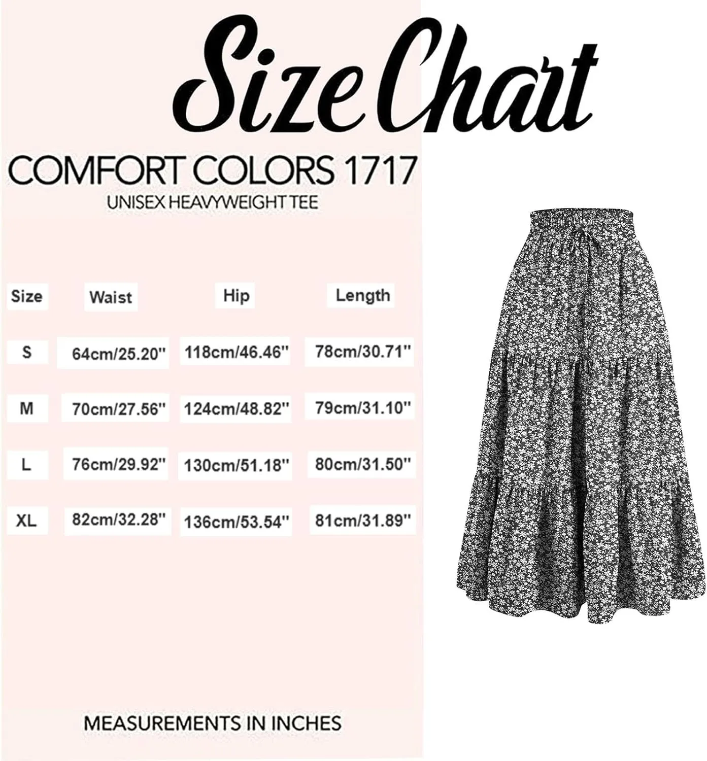 Floral Maxi Skirt for Women Summer Boho Tiered Elastic High Waisted Skirts Vacation A-Line Flowy Swing Long Skirts