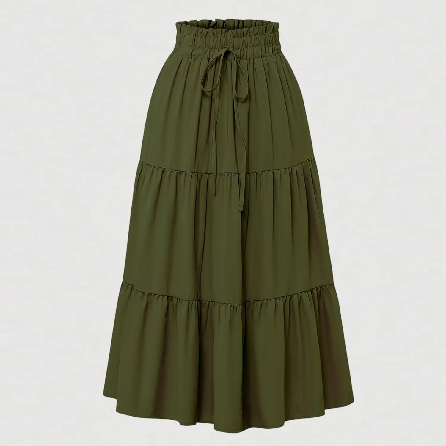 Floral Pleated Skirts for Women Midi Length Summer Casual Boho Renaissance Flowy Plus Size Tiered A Line Skirt