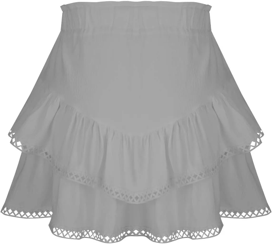 Flowy Shorts for Women Casual 2025 Boho Ruffle Tiered Skorts Elastic High Waisted Cute Mini Skirts Golf Tennis Shorts
