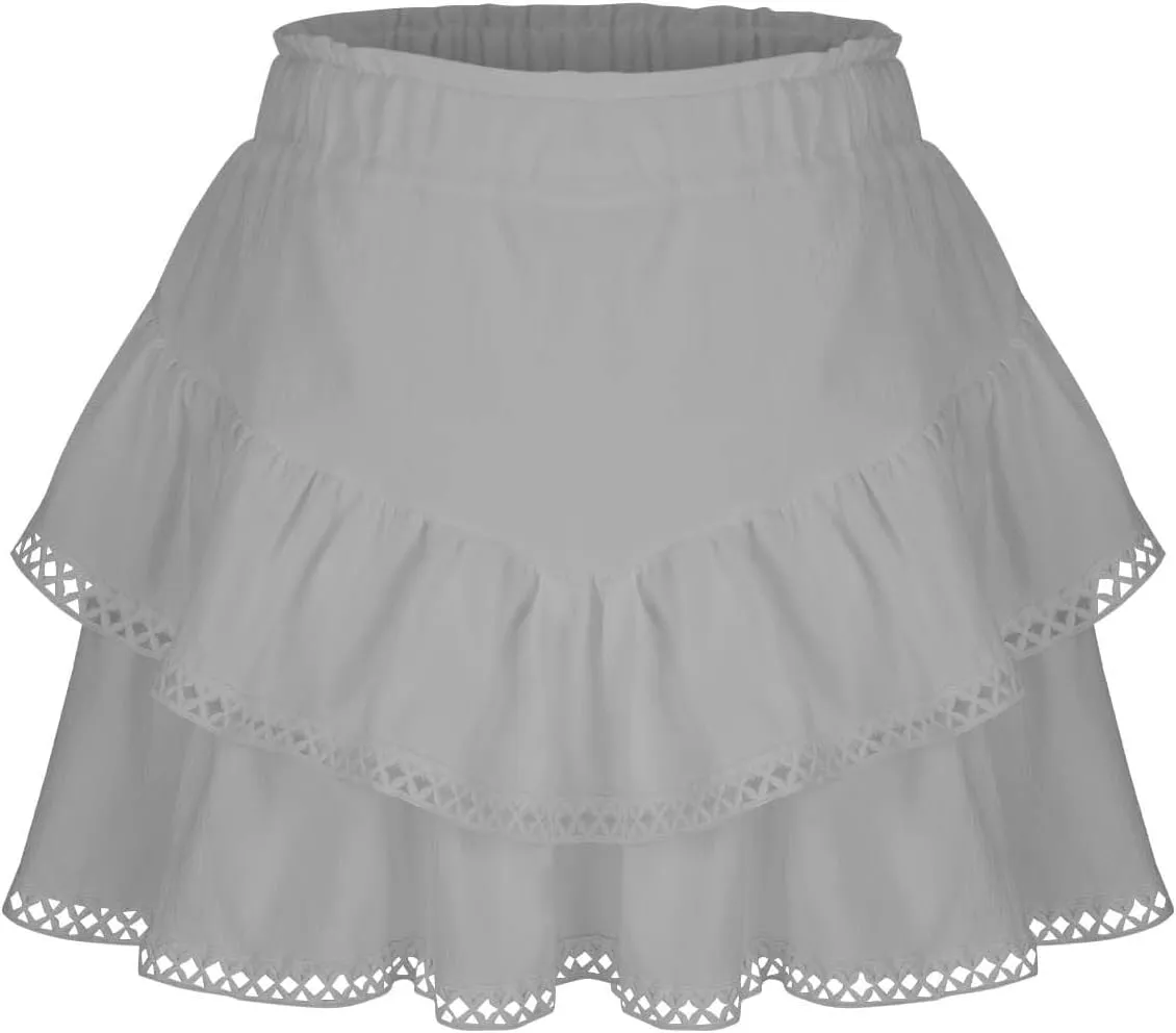 Flowy Shorts for Women Casual 2025 Boho Ruffle Tiered Skorts Elastic High Waisted Cute Mini Skirts Golf Tennis Shorts