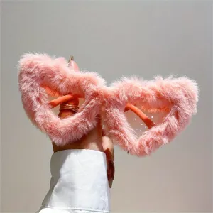 Fluffy Heart Frame Fashion Sunglasses For Women