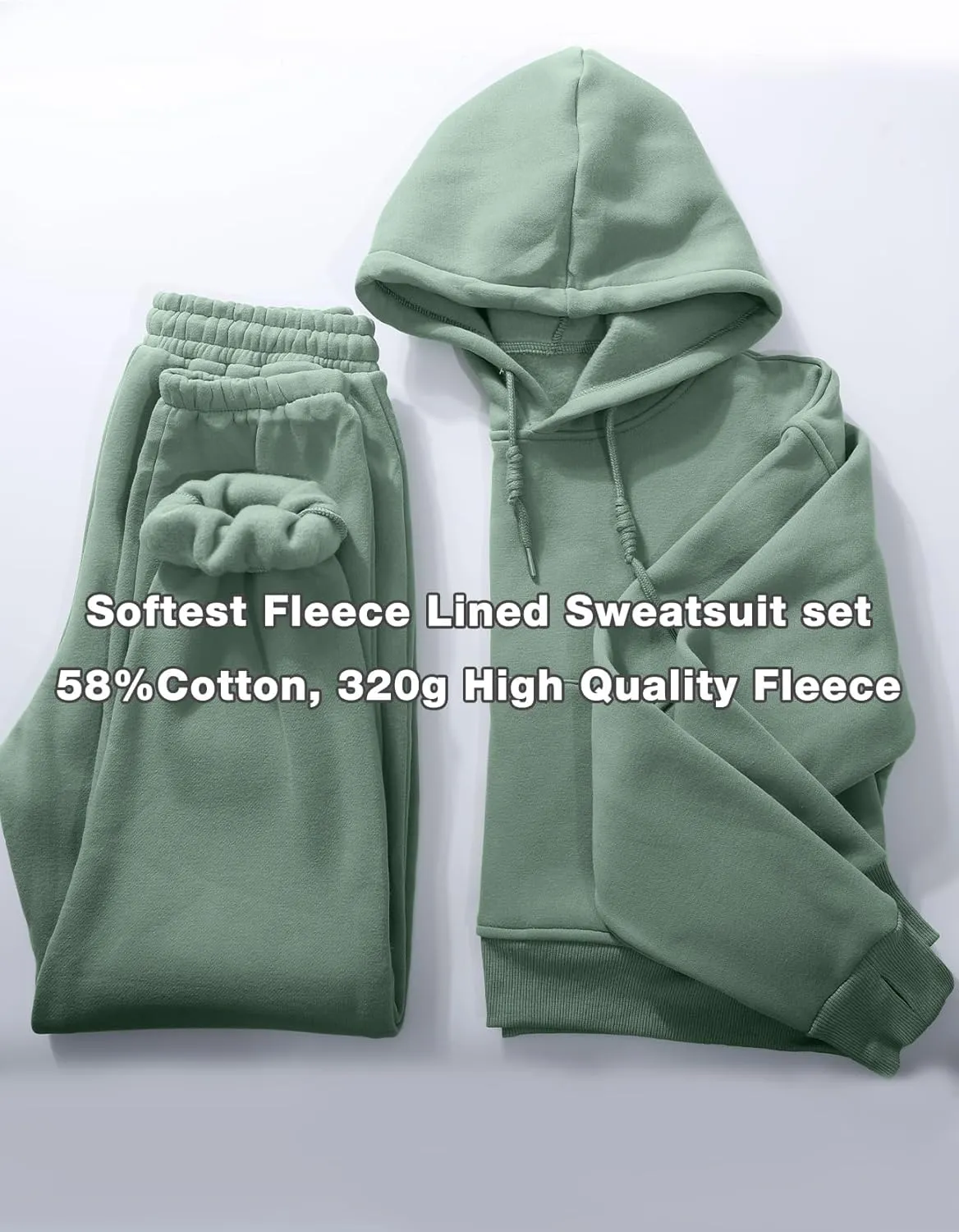 Flygo Womens Fleece 2 Piece Outfits Sweatsuit Crop Pullover Sweatshirt Joggers Pants Tracksuit Set