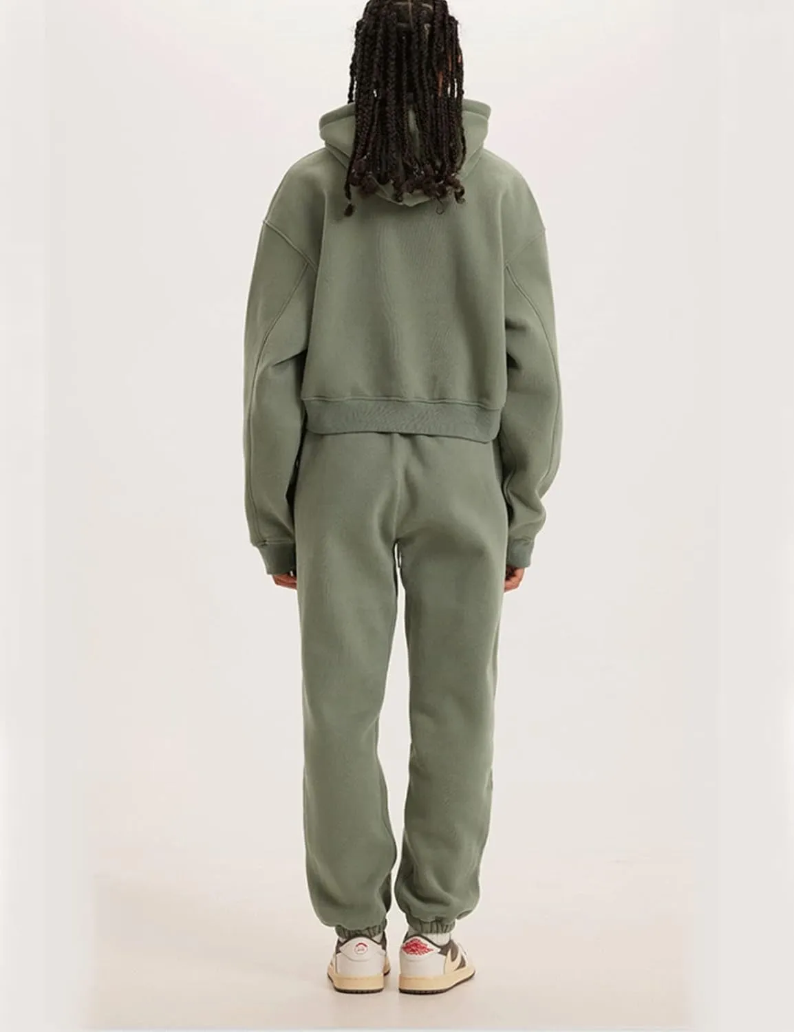 Flygo Womens Fleece 2 Piece Outfits Sweatsuit Crop Pullover Sweatshirt Joggers Pants Tracksuit Set