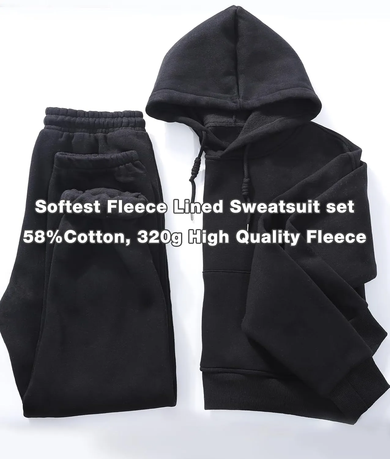 Flygo Womens Fleece 2 Piece Outfits Sweatsuit Crop Pullover Sweatshirt Joggers Pants Tracksuit Set