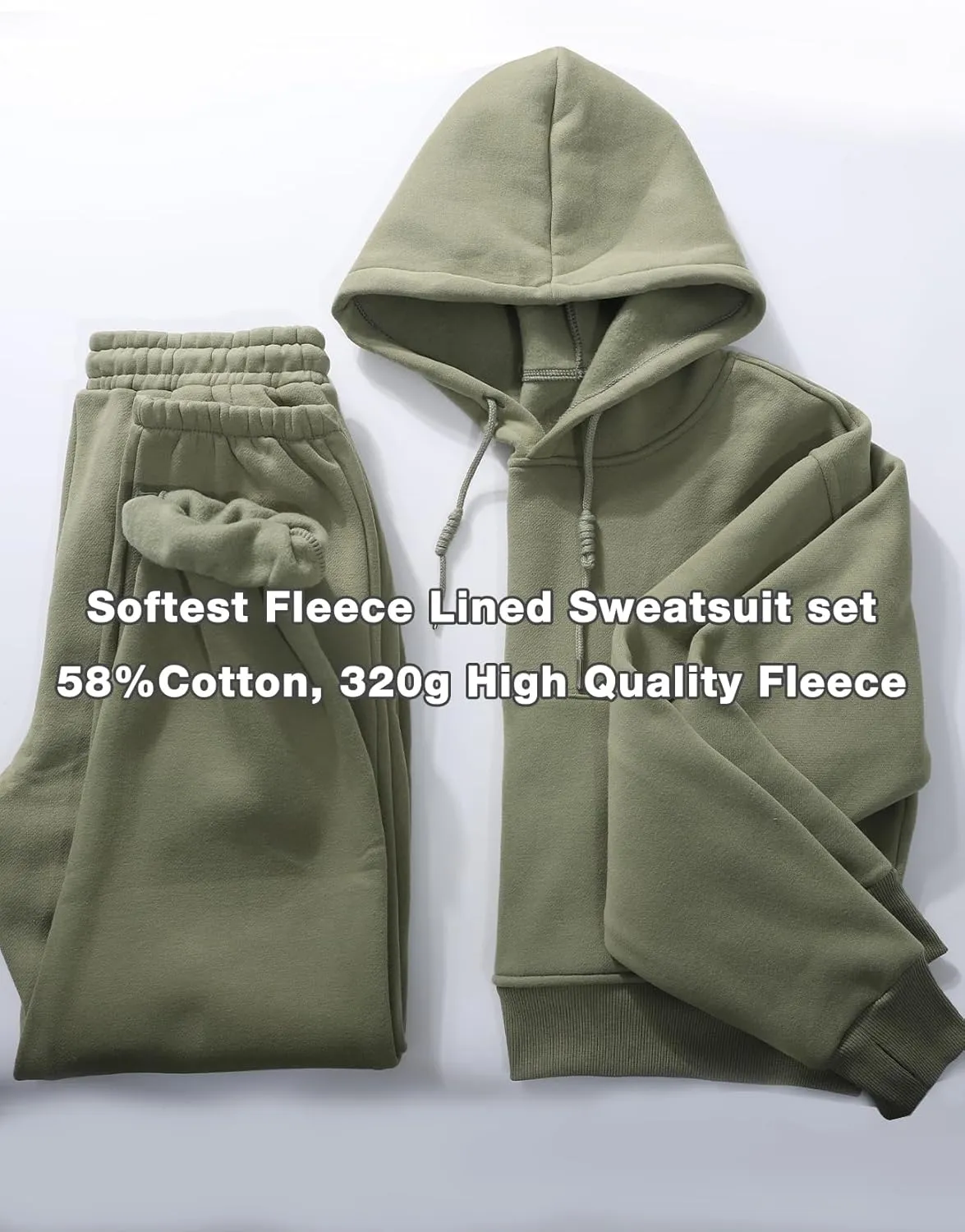 Flygo Womens Fleece 2 Piece Outfits Sweatsuit Crop Pullover Sweatshirt Joggers Pants Tracksuit Set